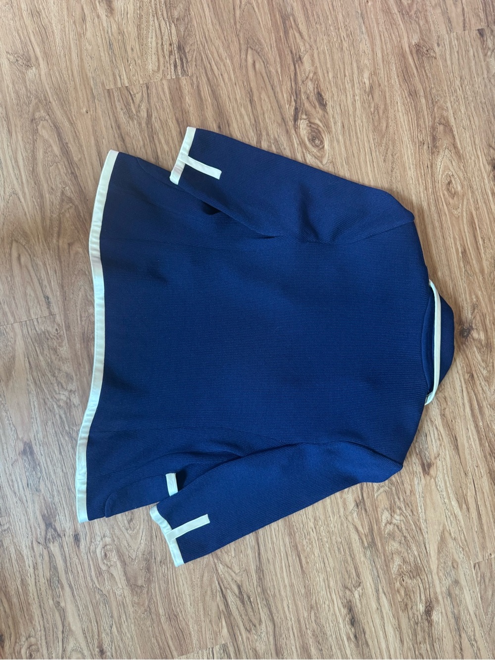 St. John Navy Blue Blazer with Cream Trim - Picture 3 of 3